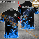 Maxcorners Darts Dragon Flame Multicolor Option Customized Name, Team Name 3D Polo Shirt