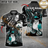 Maxcorners Bowling Jersey With Penguin and Skull Design Multicolor Option Customized Name, Team Name 3D Polo Shirt