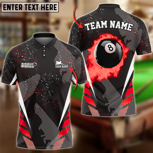 Maxcorners Billiard Ball 8 Dream Tournament Multicolor Options Personalized Name, Team Name 3D Polo Shirt (6 Colors)