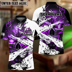 Maxcorners Billiard 8 Ball Inferno Skull Multicolor Options Personalized Name, Team Name 3D Polo Shirt