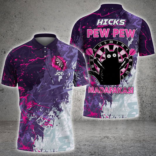 Maxcorners Darts Grunge Smoke Multicolor Option Customized Name, Team Name 3D Polo Shirt For Joy Hicks