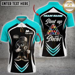 Maxcorners Billiard 8-Ball Pool Shut Up and Shoot Multicolor Customized Name, Team Name 3D Shirt