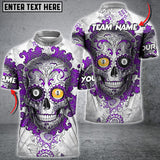 Maxcorners Ball 8&Ball 9 Sugar Skull Art Billiard Jersey Multicolor Options Personalized Name, Team Name 3D Polo Shirt (4 Colors)