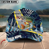 Maxcorners Pike Fishing Cod Water Blue Customized Name 3D Cap