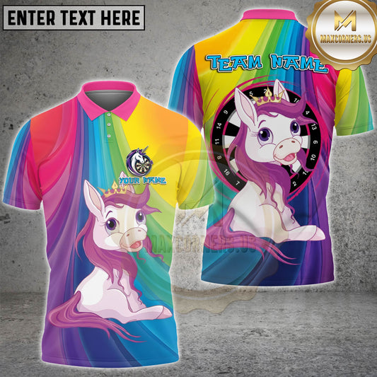 Maxcorners Unicorn Dart Rainbow Colorful Design Personalized Name 3D Unisex Shirt