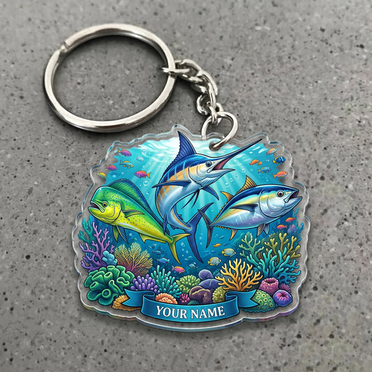 Maxcorners Ocean Fishing Coral Reef Personalized Name 3D Keychain And Ornament