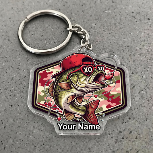 Maxcorners Largemouth Bass Fishing Love Personalized Name 3D Keychain And Ornament