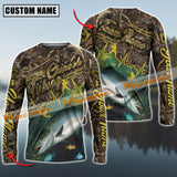 Maxcorners Chinook Fishing Camo Pattern Personalized Name, Team Name Long Sleeve Shirt