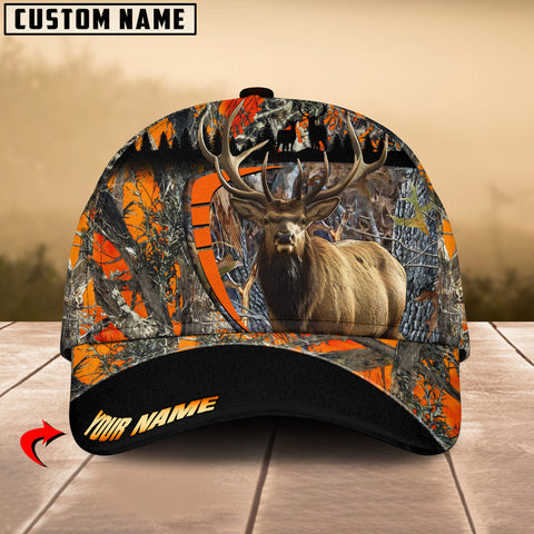 Maxcorners Wilderness Elk Hunting Orange Camo Personalized Name 3D Cap