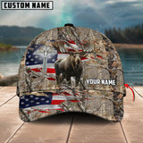 Maxcorners Brown Wilderness Moose Hunting USA Flag Personalized Name 3D Cap