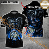 Maxcorners Darts Skull Flame Customized Name, Team Name 3D Shirt