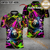 Maxcorners 8 Ball, 9 Ball Graffiti Splash Paint Billiard Jersey Personalized Name, Team Name 3D Polo Shirt