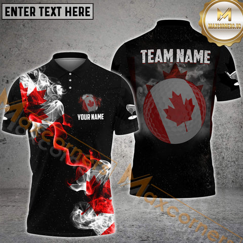 Maxcorners Golf Ball Canadian Flag Personalized Name, Team Name 3D Shirt