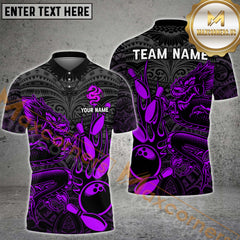 Maxcorners Dragon Flame Bowling Jersey Multicolor Option Customized Name, Team Name 3D Polo Shirt