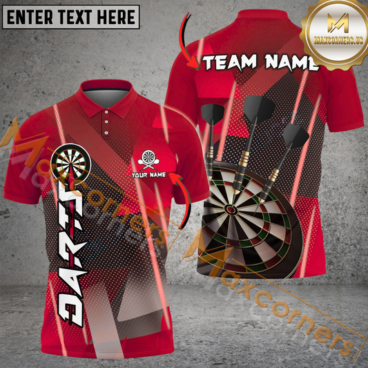 Maxcorners Darts Bling Arrow Multicolor Option Customized Name, Team Name 3D Polo Shirt (6 Colors)