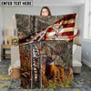 Maxcorners Deer Hunting American Flag Multicolor Personalized Name 3D Blanket