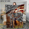 Maxcorners Deer Hunting American Flag Multicolor Personalized Name 3D Blanket