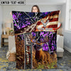 Maxcorners Deer Hunting American Flag Multicolor Personalized Name 3D Blanket