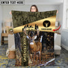 Maxcorners Deer Hunting Golden Pattern Camouflage Multicolor Personalized Name 3D Blanket