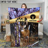 Maxcorners Deer Hunting Golden Pattern Camouflage Multicolor Personalized Name 3D Blanket