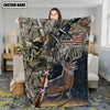 Maxcorners Hunting Deer American Flag Multicolor Personalized Name 3D Blanket