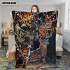Maxcorners Hunting Deer American Flag Multicolor Personalized Name 3D Blanket