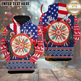 MaxCorners Darts Christmas US Flag Candy Customized Name, Team Name 3D Hoodie