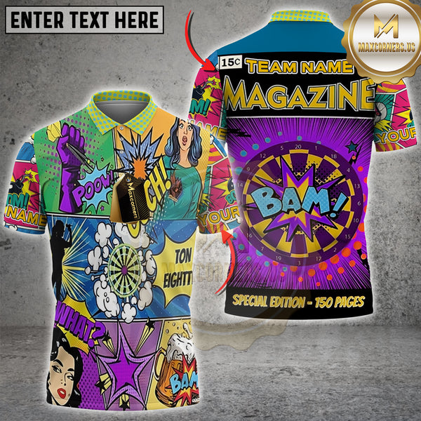 Maxcorners Darts Comic Blast Multicolor Customized Name, Team Name 3D Shirts