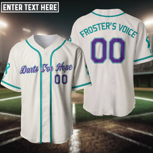 Maxcorners Custom Cream Purple-Teal Authentic Baseball Jersey For Darts For Hope