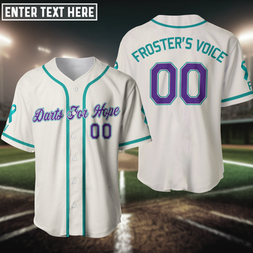 Maxcorners Custom Cream Purple-Teal Authentic Baseball Jersey For Darts For Hope