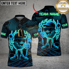 Maxcorners Neon Fire Golf Ball Multicolor Customized Name, Team Name 3D Shirts