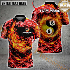 Maxcorners Billiard Yin Yang Fire & Ice Multicolor Customized Name, Team Name 3D Shirt