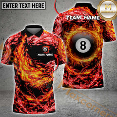Maxcorners Billaird Yin Yang Firestorm 8 Ball Multicolor Customized Name, Team Name 3D Shirt
