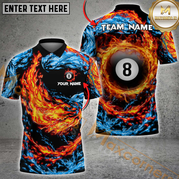 Maxcorners Billaird Yin Yang Firestorm 8 Ball Multicolor Customized Name, Team Name 3D Shirt