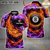 Maxcorners Billaird Yin Yang Firestorm 8 Ball Multicolor Customized Name, Team Name 3D Shirt