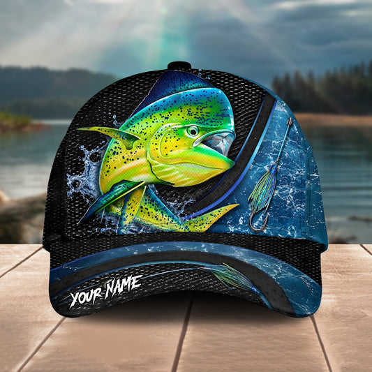 Maxcorners Fishing Mahi Mahi Blue Lure Splash Personalized 3D Cap