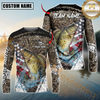 Maxcorners Fishing American Flag Scratch Grass Camo Custom Name & Team Name 3D Shirts