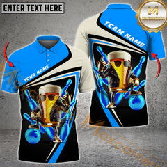 Maxcorners Bowling Funny Beer Multicolor Options Personalized Name, Team Name 3D Shirt