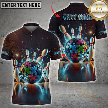 Maxcorners Bowling Puzzle Pattern Personalized Name, Team Name 3D Shirt
