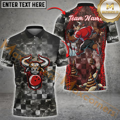 Maxcorners Bowling Red Bull Personalized Name 3D Unisex Shirt