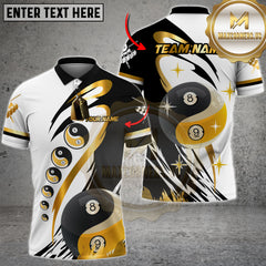 Maxcorners Billiard Classic Yin-Yang 8 & 9 Ball Black & White Multicolor Customized Name, Team Name 3D Shirt