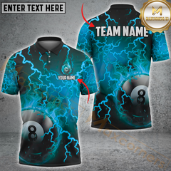 Maxcorners Billiard Thunder Lightnig Multicolor Options Personalized Name, Team Name 3D Shirt