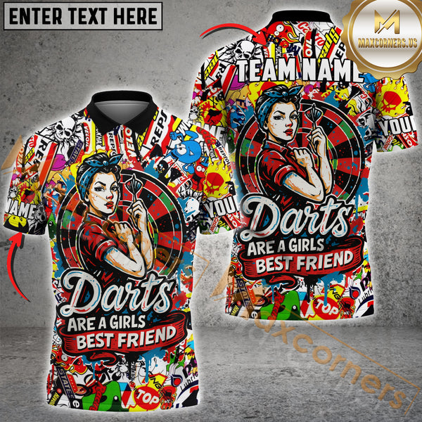 Maxcorners Darts Girl Personalized Name 3D Unisex Shirt