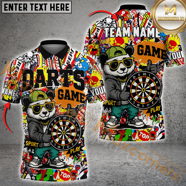 Maxcorners Darts Cool Panda Personalized Name 3D Unisex Shirt