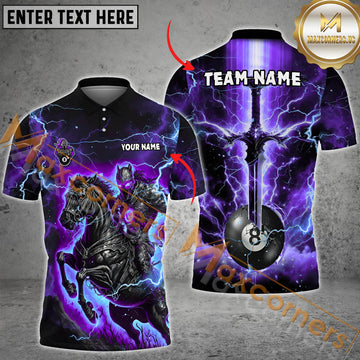 Maxcorners Ball 8 Fantasy Knight Thunder Lightning Pattern Billiard Jersey Multicolor Options Personalized Name, Team Name 3D Polo ShirT