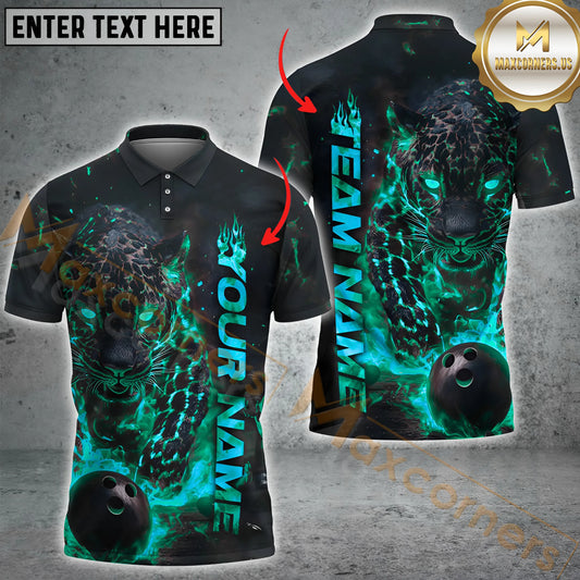 Maxcorners Bowling Panther Flame Multicolor Options Personalized Name, Team Name 3D Shirt