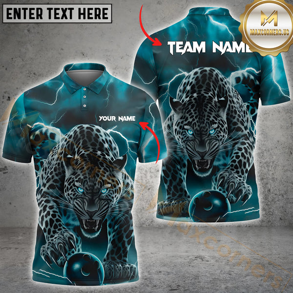 Maxcorners Bowling Lightning Panther Multicolor Option Customized Name, Team Name 3D Shirt