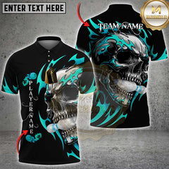 Maxcorners Flaming Skull Bowling Multicolor Customized Name, Team Name 3D Shirts