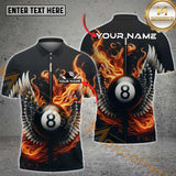 Maxcorners Billiard Flaming Wings 8-Ball Multicolor Customized Name, Team Name 3D Shirt