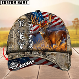 Maxcorners Hagre Zumjyre Deer Hunting American Flag Multicolor Personalized Name 3D Cap